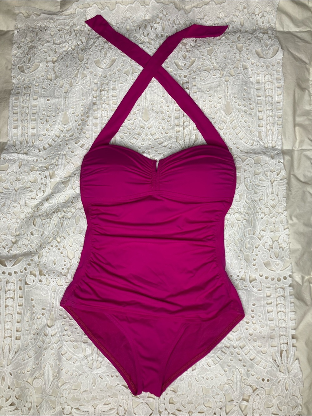 Tommy Bahama Magenta Halter One-Piece Swimsuit